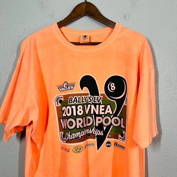 Ballys LV 2018 World Pool Championships Graphic Tee Orange Neon - XL - Picture 3 of 5